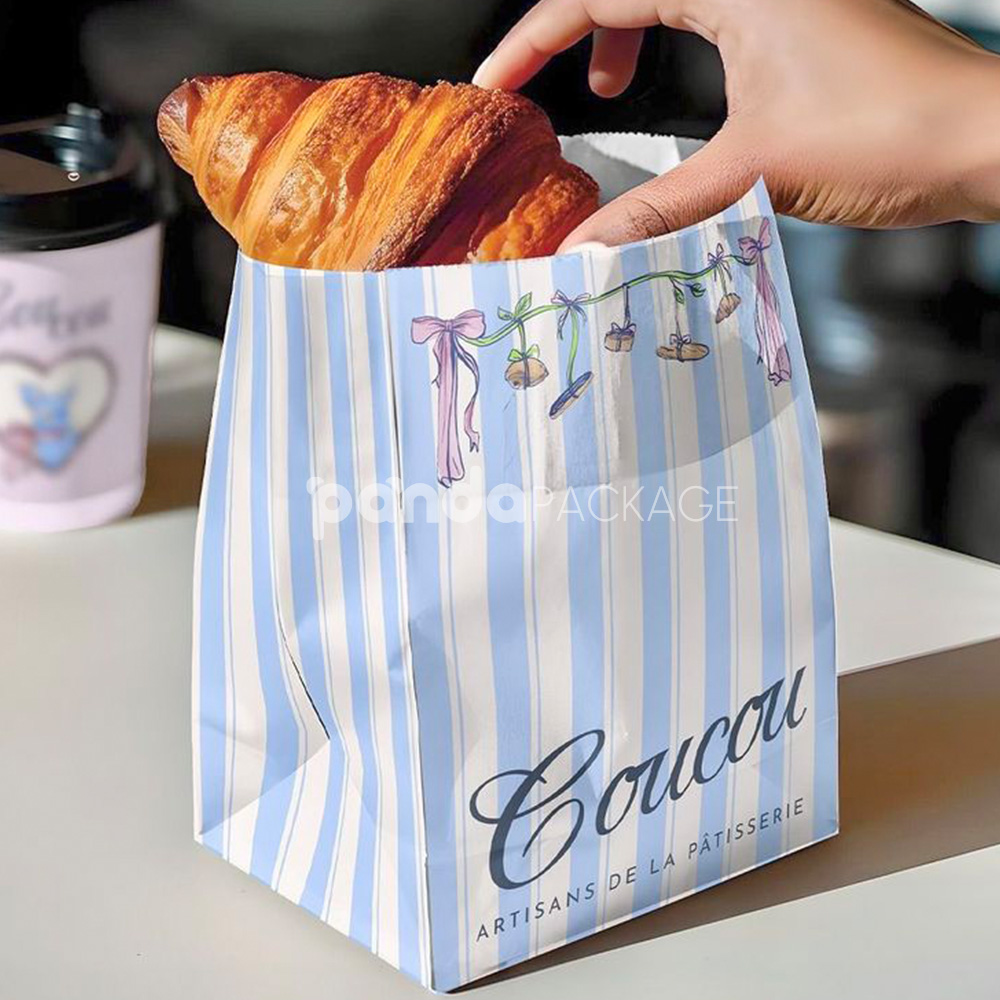 eco-friendly kraft paper bakery bags for bread and croissant packaging