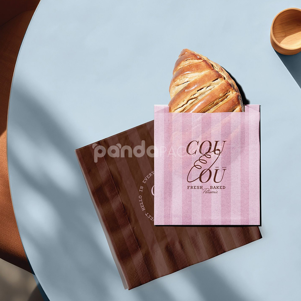 eco-friendly kraft paper bakery bags for bread and croissant packaging