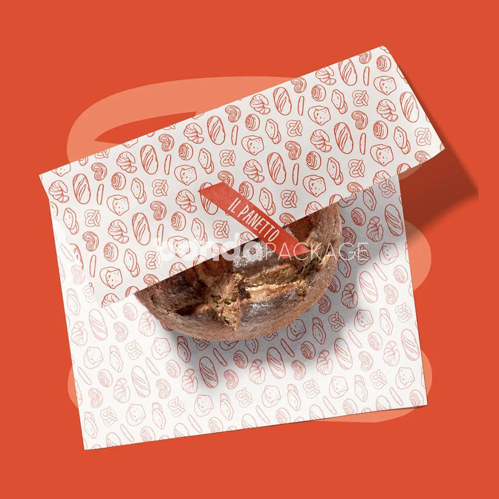 printed food-grade greaseproof wrapping paper for bakery and café packaging