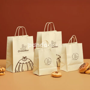 eco-friendly kraft paper bakery bags with handles for takeaway packaging