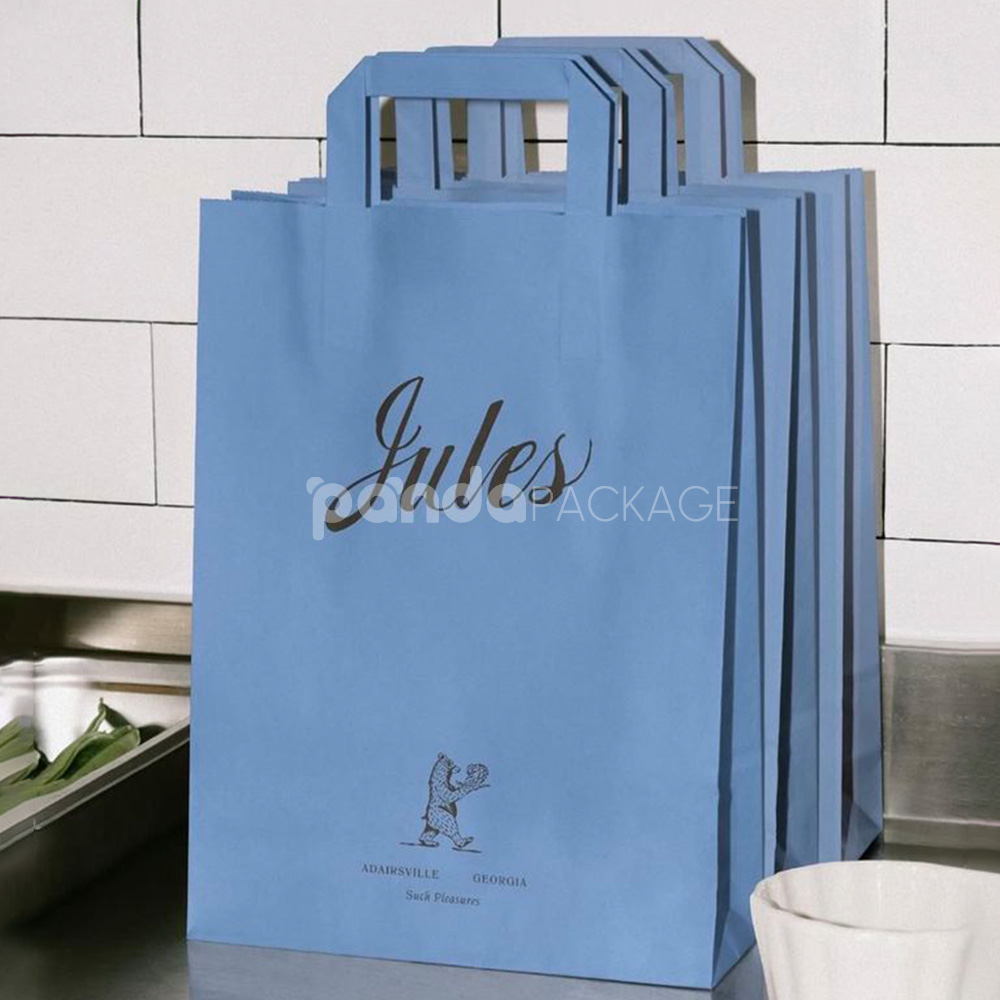 eco-friendly kraft paper bakery bags with handles for takeaway packaging