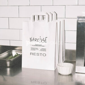 eco-friendly kraft paper bakery bags with handles for takeaway packaging