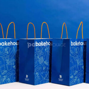 eco-friendly kraft paper bakery bags with handles for takeaway packaging