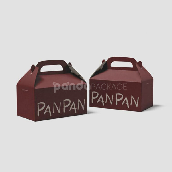 Foldable Paper Gable Boxes with Handle for Bakery Packaging