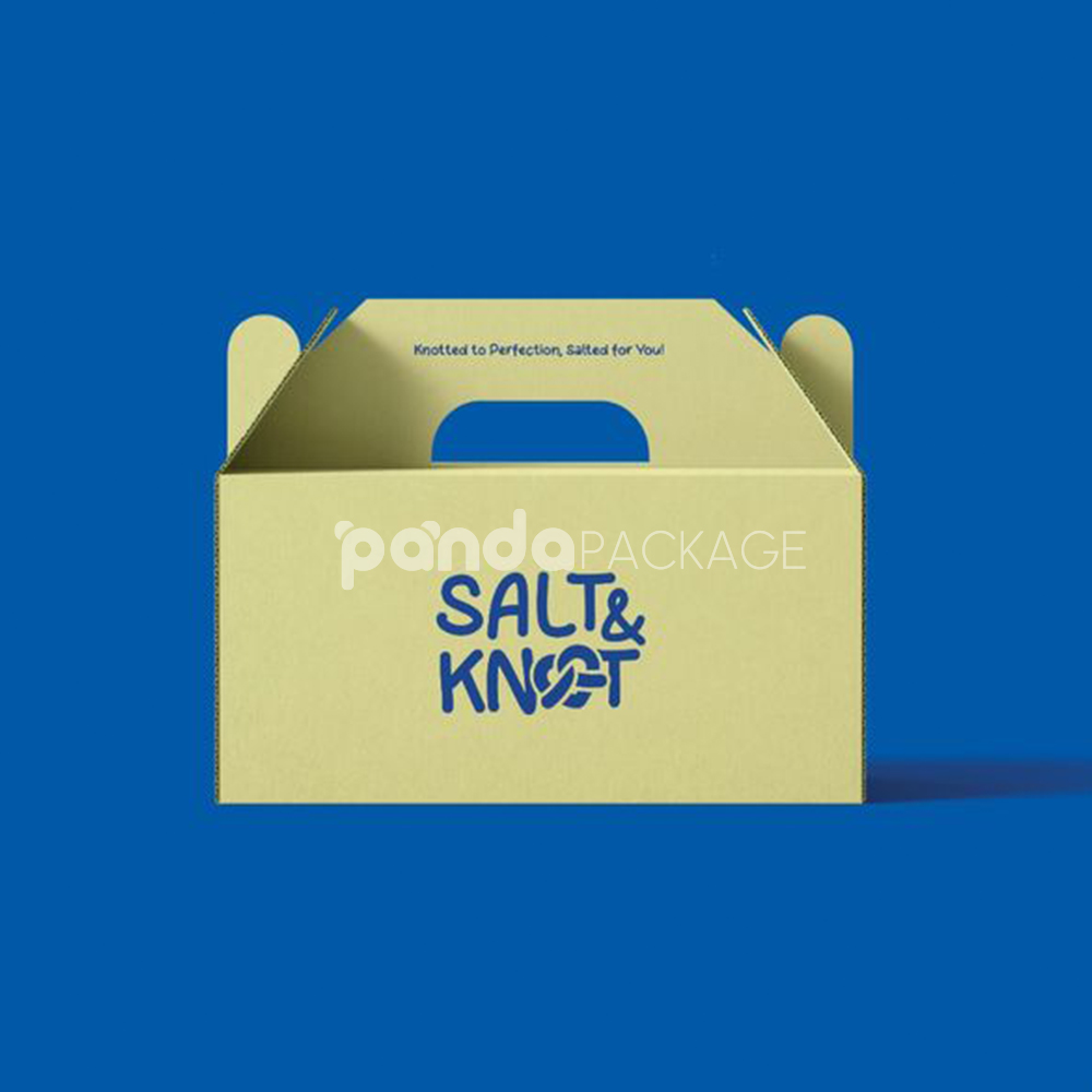 foldable paper gable boxes with handle for bakery and dessert packaging