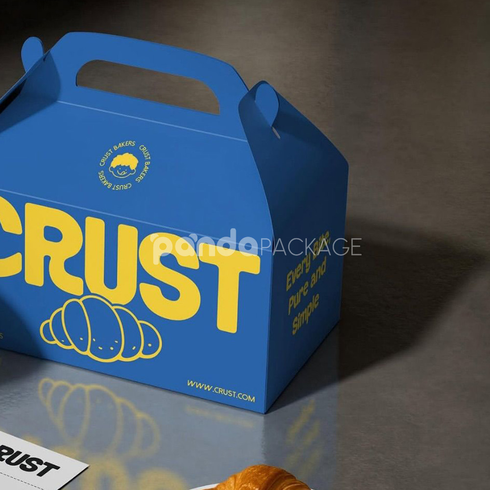 foldable paper gable boxes with handle for bakery and dessert packaging