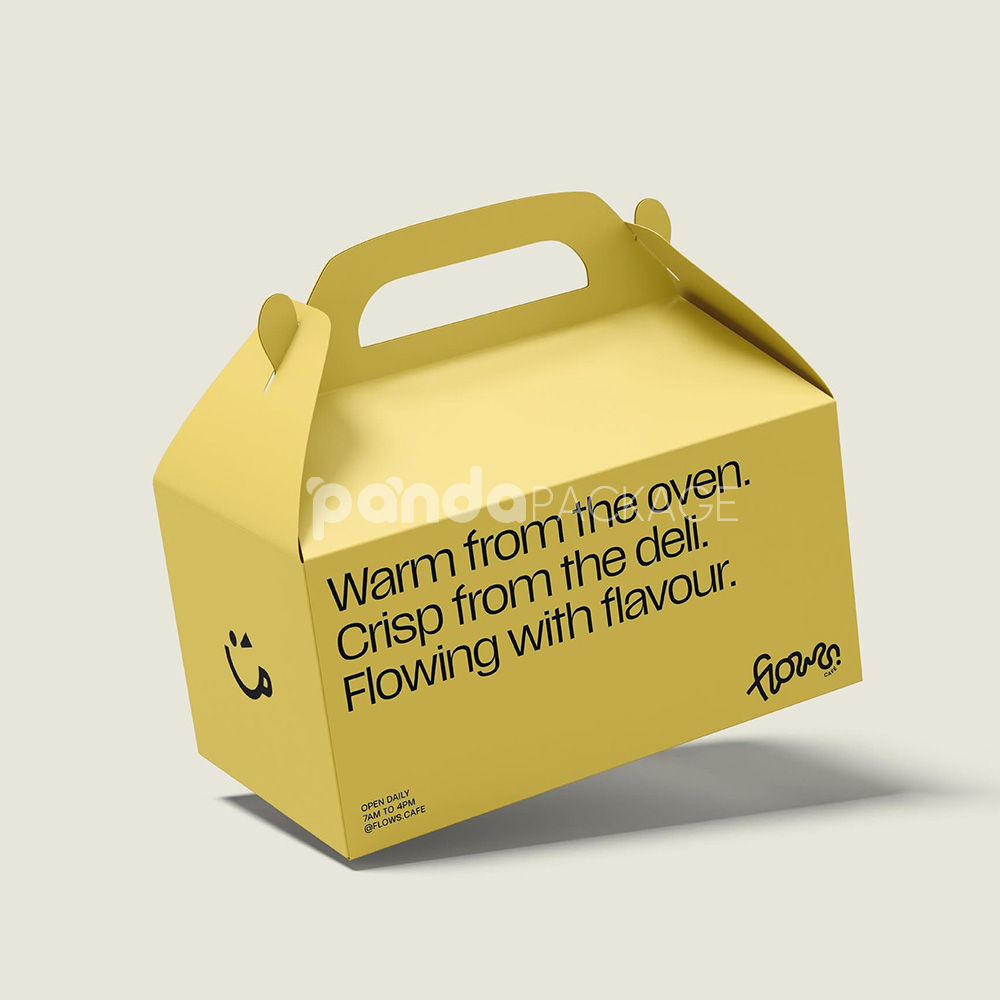 foldable paper gable boxes with handle for bakery and dessert packaging