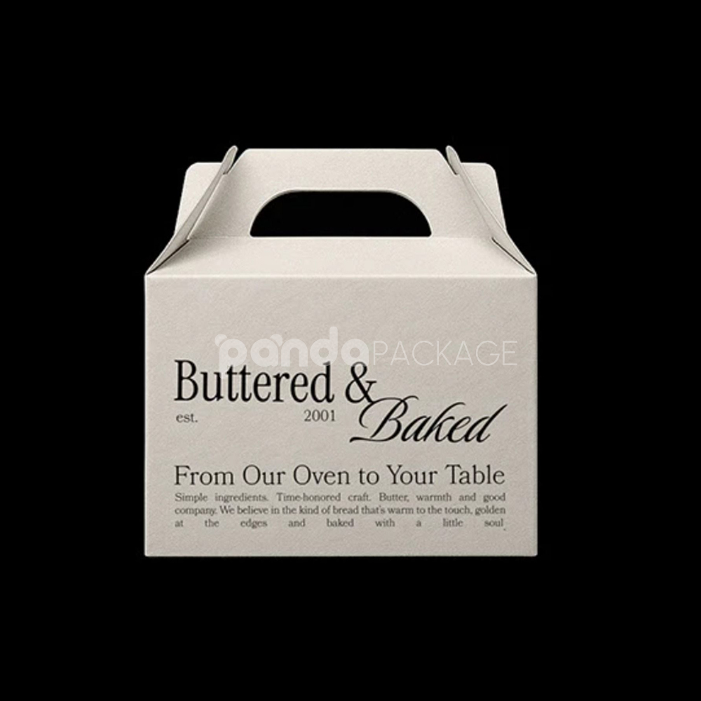 foldable paper gable boxes with handle for bakery and dessert packaging