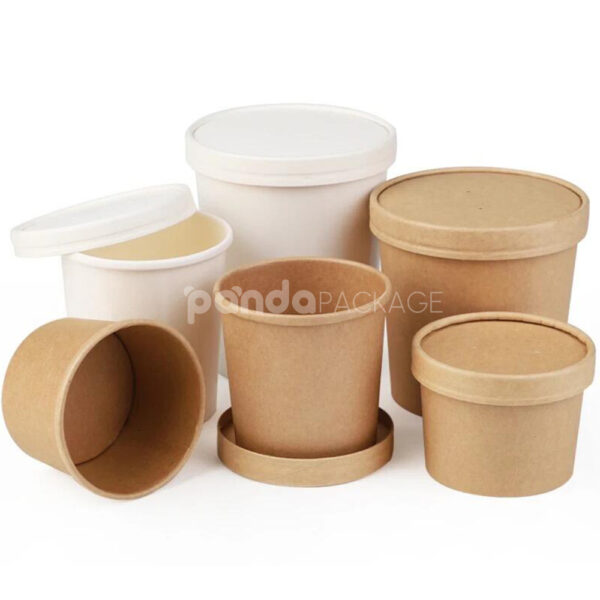 Eco-Friendly Kraft Paper Soup Cup with Lid