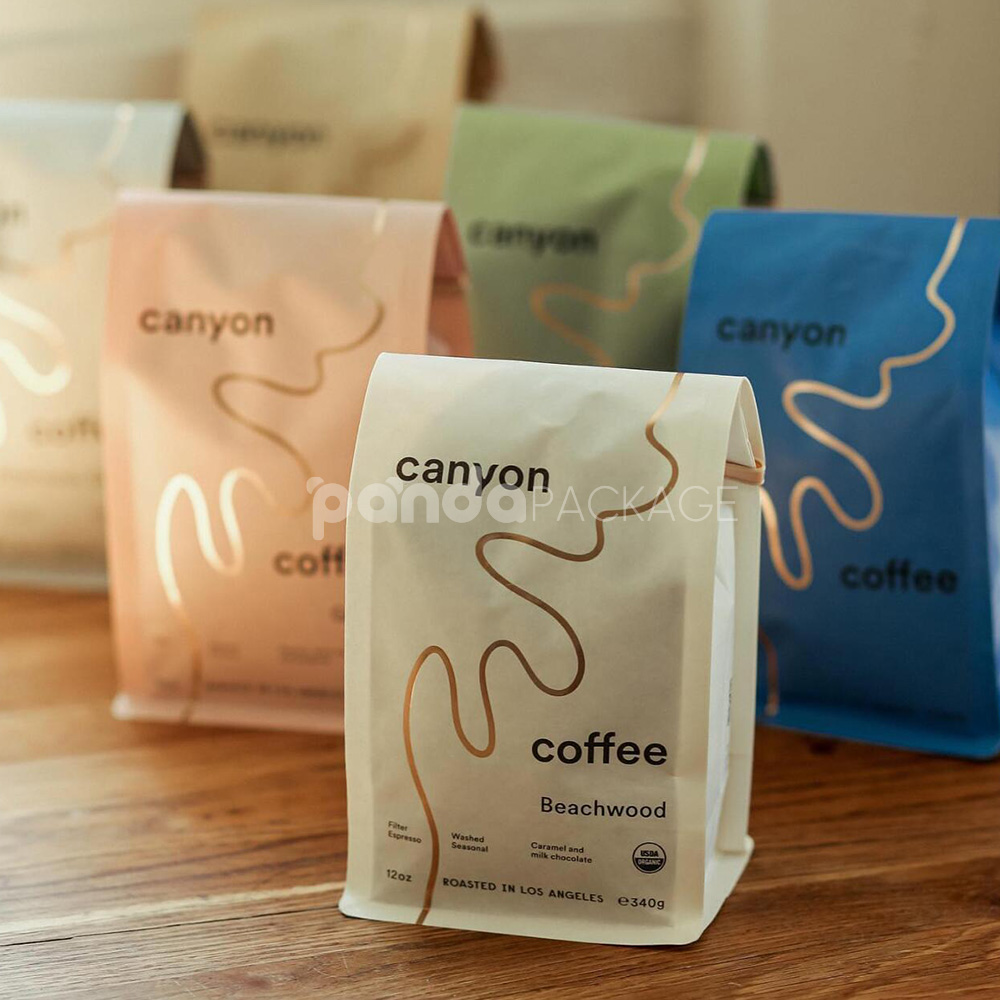 eco-friendly kraft paper coffee bag with valve and zip lock