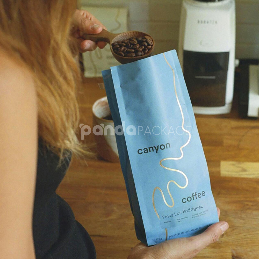 eco-friendly kraft paper coffee bag with valve and zip lock
