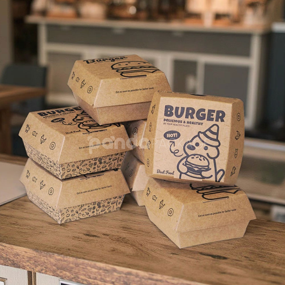 eco-friendly kraft paper burger box for takeaway packaging