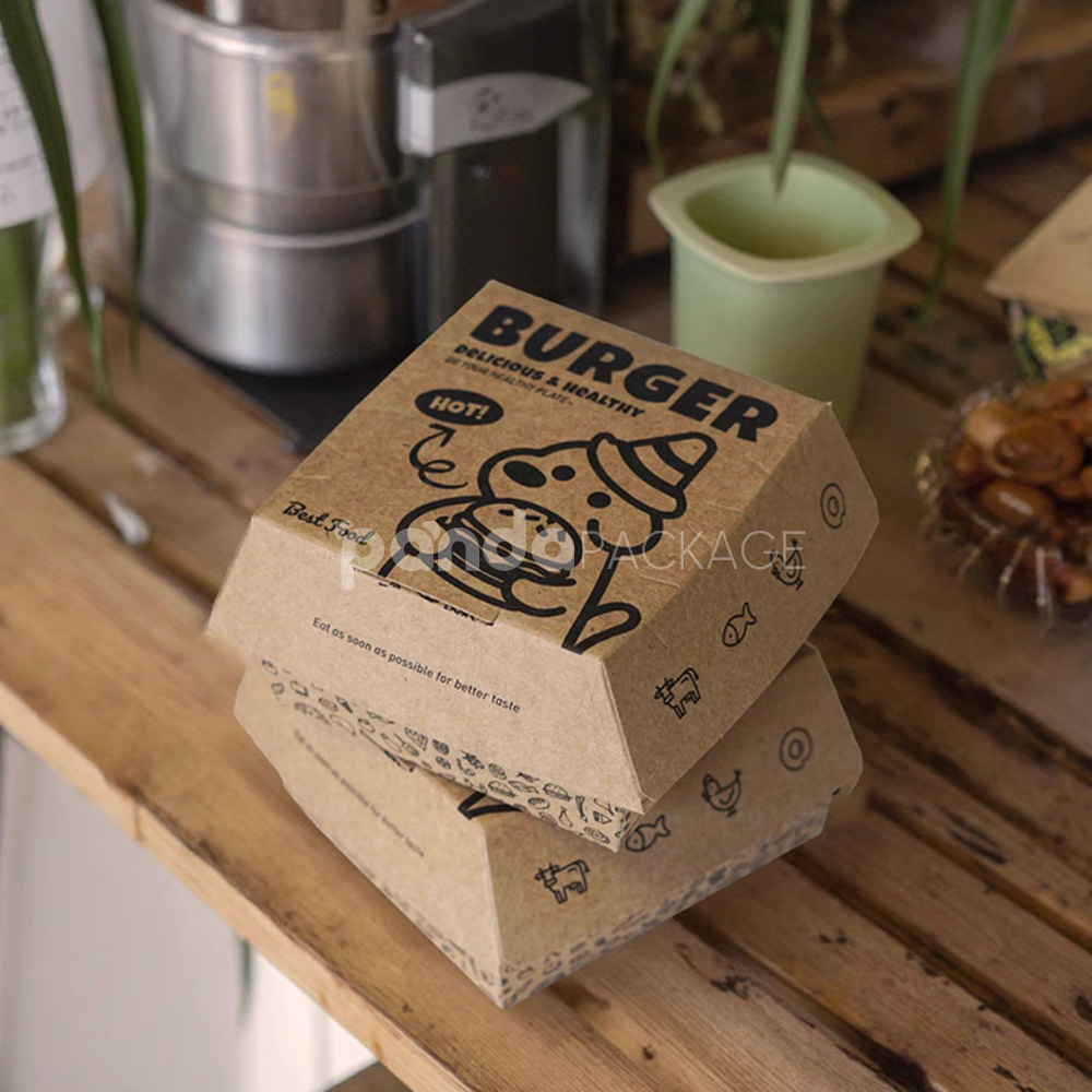 eco-friendly kraft paper burger box for takeaway packaging