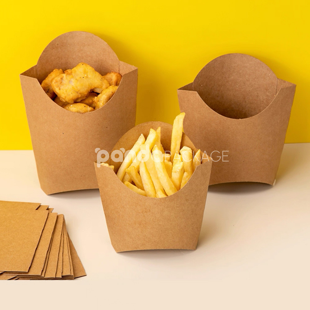 eco-friendly kraft paper french fries cup for takeaway packaging