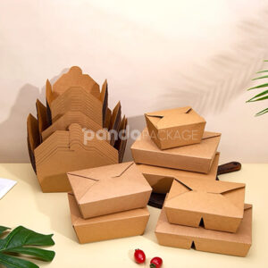 eco-friendly kraft paper takeout food box for restaurant packaging