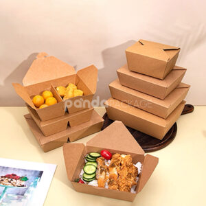 eco-friendly kraft paper takeout food box for restaurant packaging