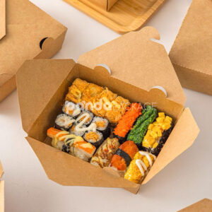 eco-friendly kraft paper takeout food box for restaurant packaging