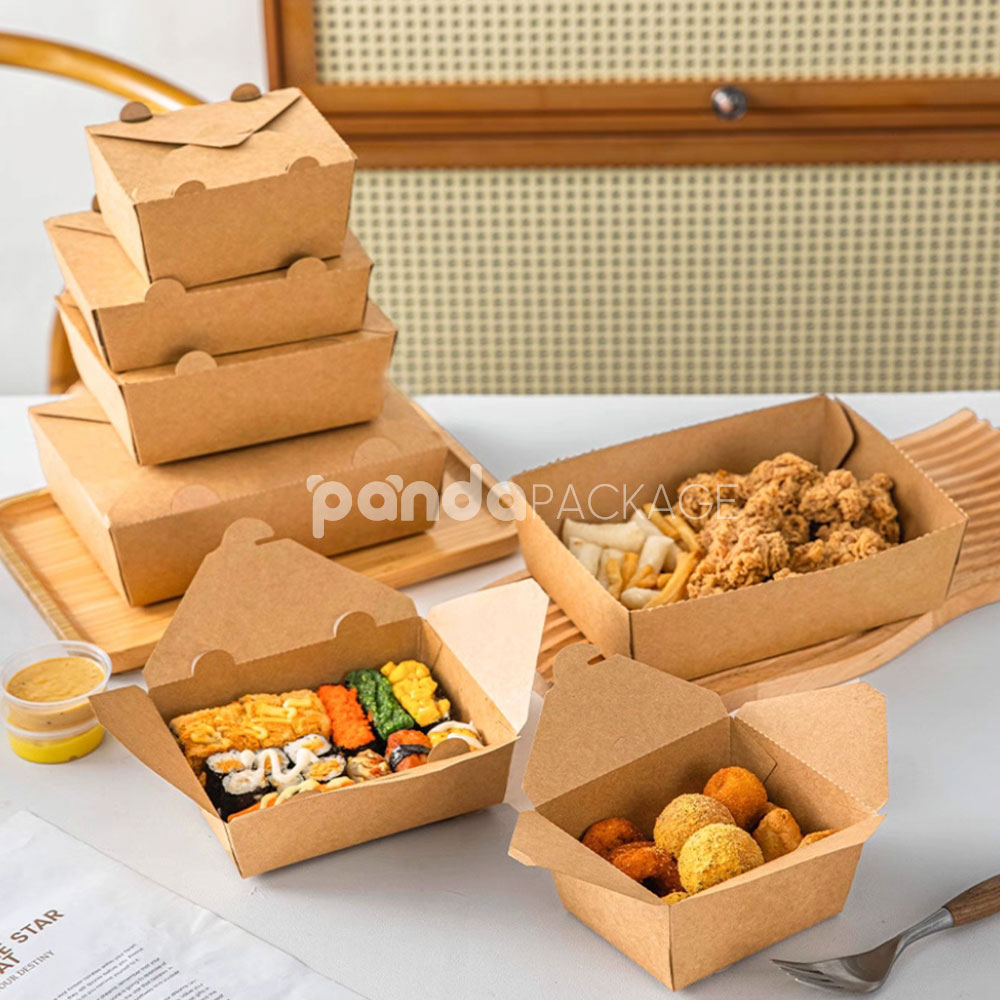 eco-friendly kraft paper takeout food box for restaurant packaging