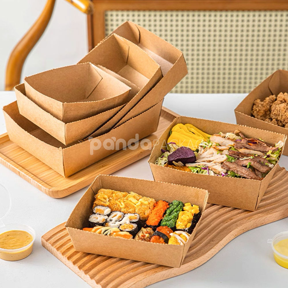 eco-friendly kraft paper takeout food box for restaurant packaging