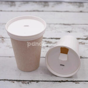eco-friendly compostable paper coffee cup with lid for takeaway drinks