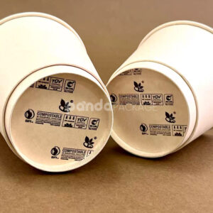 eco-friendly compostable paper coffee cup with lid for takeaway drinks