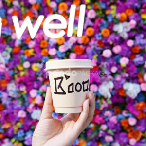 eco-friendly compostable paper coffee cup with lid for takeaway drinks