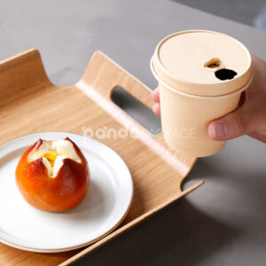 eco-friendly compostable paper coffee cup with lid for takeaway drinks