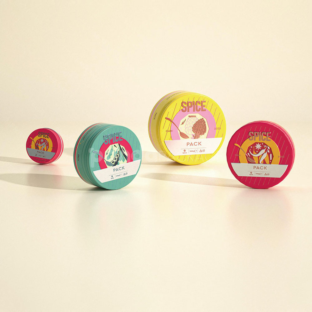 aluminum tin boxes for spice packaging with colorful printed lids