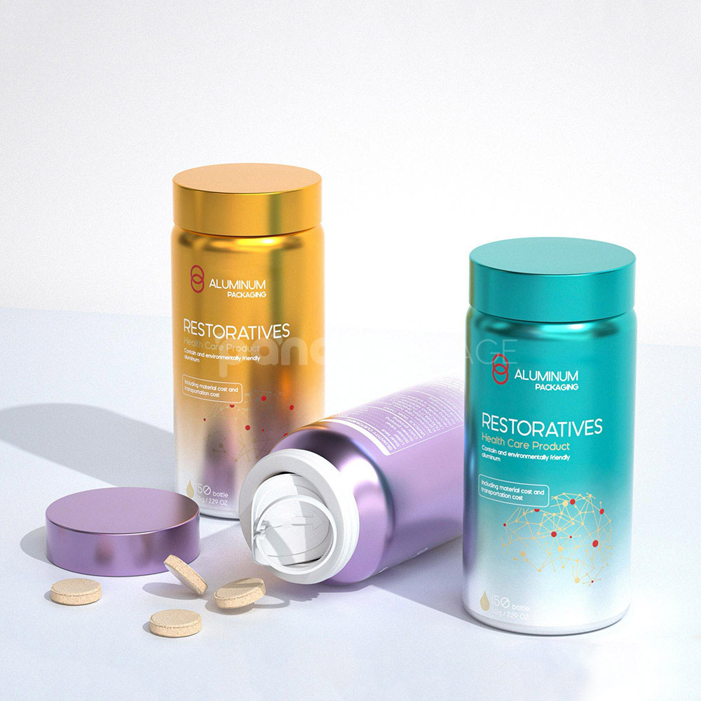 aluminum supplement bottles for vitamins tablets and healthcare products
