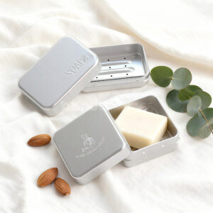 aluminum soap tin with drainage tray for handmade bar storage