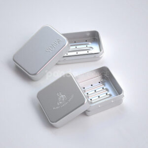 aluminum soap tin with drainage tray for handmade bar storage