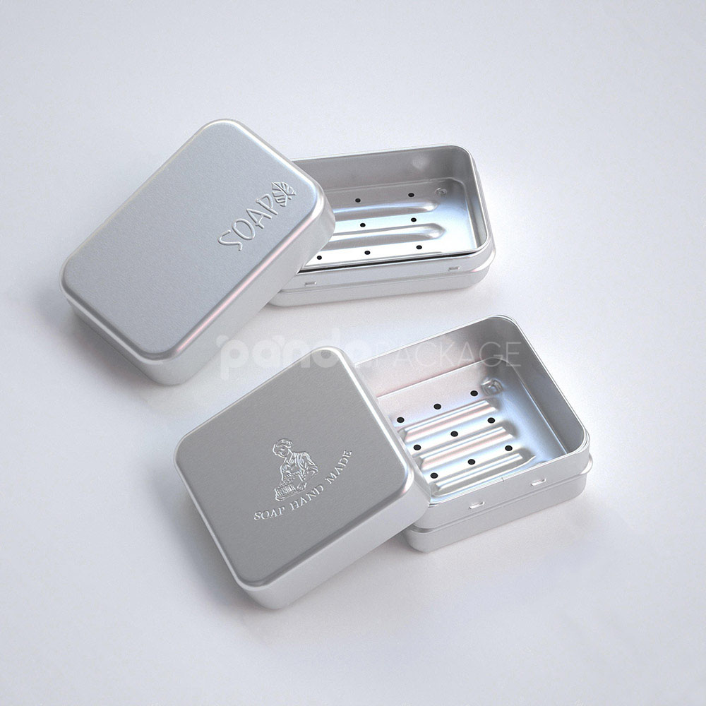 aluminum soap tin with drainage tray for handmade bar storage