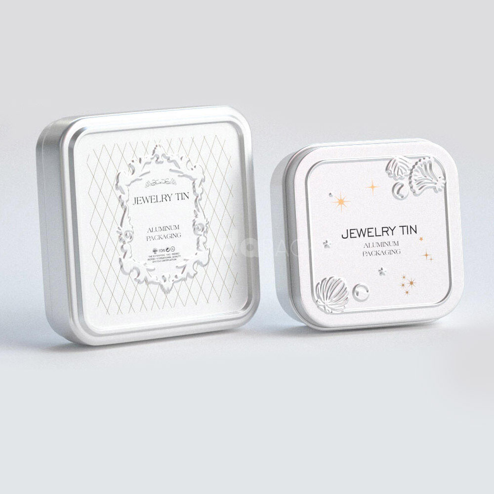 aluminum jewelry tin boxes with embossed decorative lids