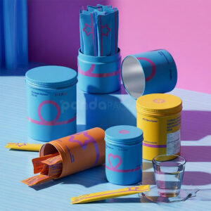 aluminum stick pack tins for vitamin powder and energy supplements