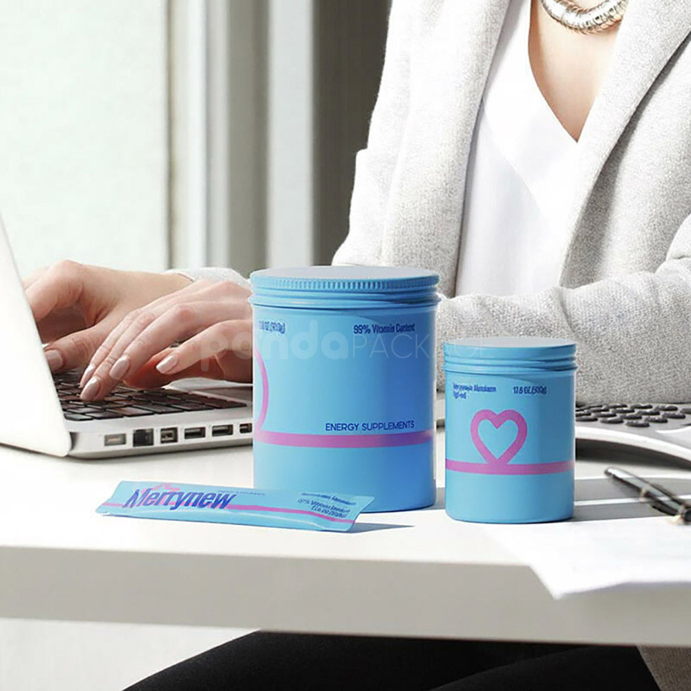 aluminum stick pack tins for vitamin powder and energy supplements