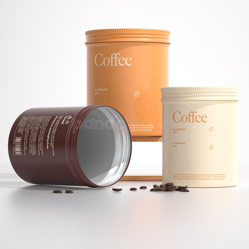aluminum coffee canisters for storing beans and ground powder