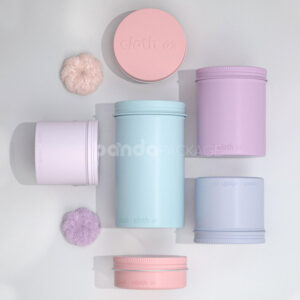 pastel aluminum canisters for storing makeup remover pads and beauty cloths