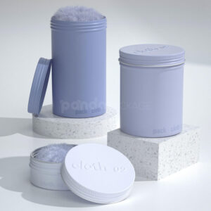 pastel aluminum canisters for storing makeup remover pads and beauty cloths