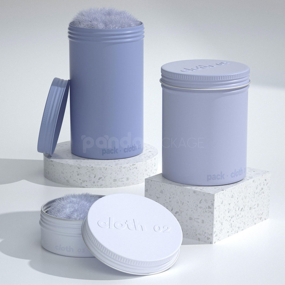 pastel aluminum canisters for storing makeup remover pads and beauty cloths