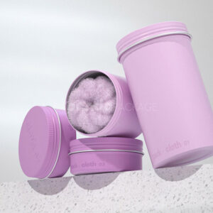 pastel aluminum canisters for storing makeup remover pads and beauty cloths