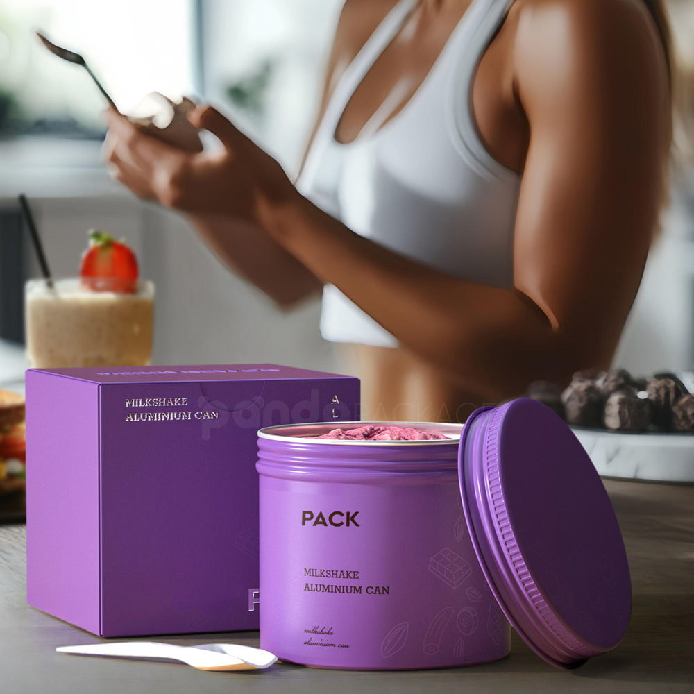 pastel aluminum cans for milkshake powder and drink mix packaging