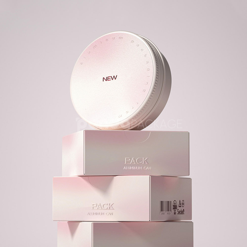 aluminum loose powder jar with makeup puff