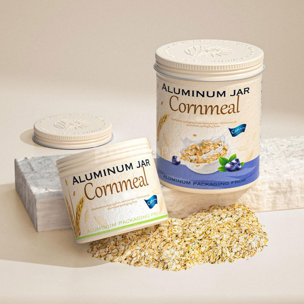 aluminum cornmeal tin jar for grain and food packaging storage