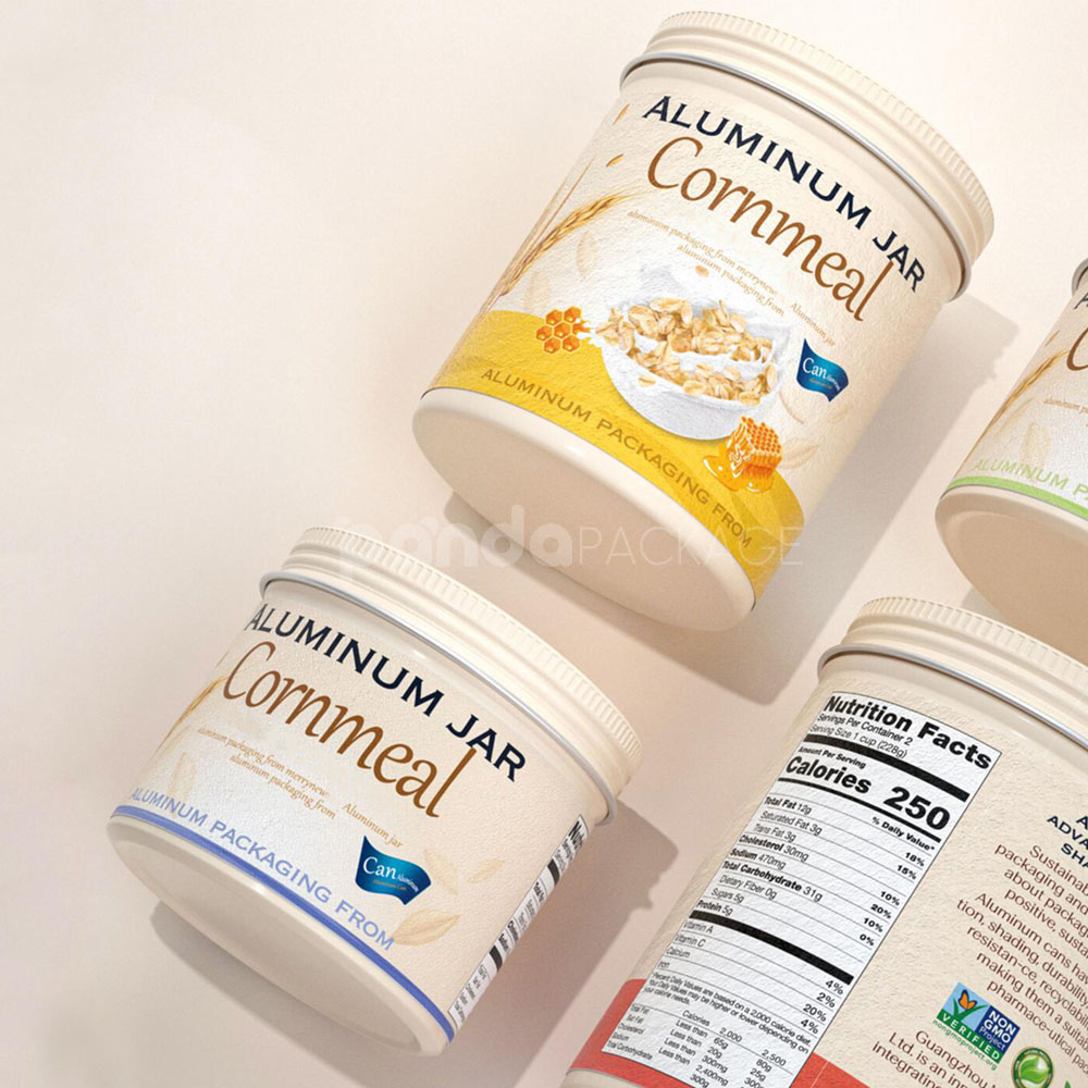 aluminum cornmeal tin jar for grain and food packaging storage