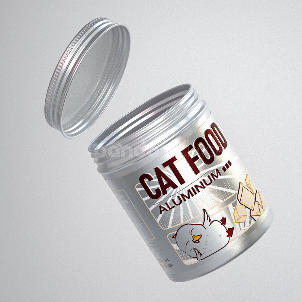 aluminum cat food tin container for freeze dried pet treats packaging