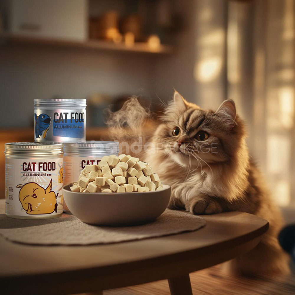 aluminum cat food tin container for freeze dried pet treats packaging