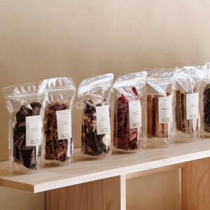 clear stand up zipper pouch for cookies and snack packaging