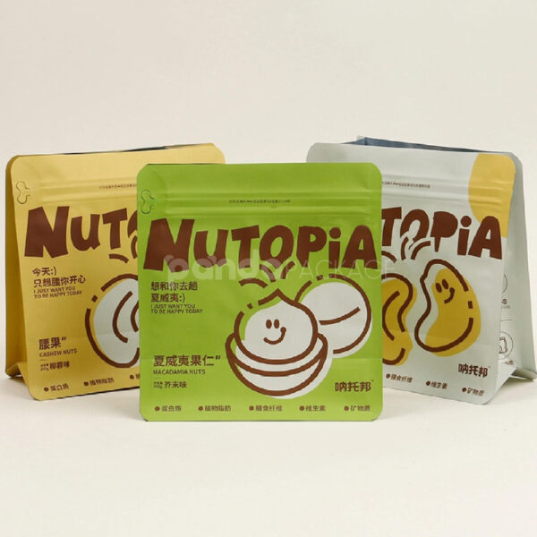 Printed Flat Bottom Pouch for Nuts and Snack Packaging