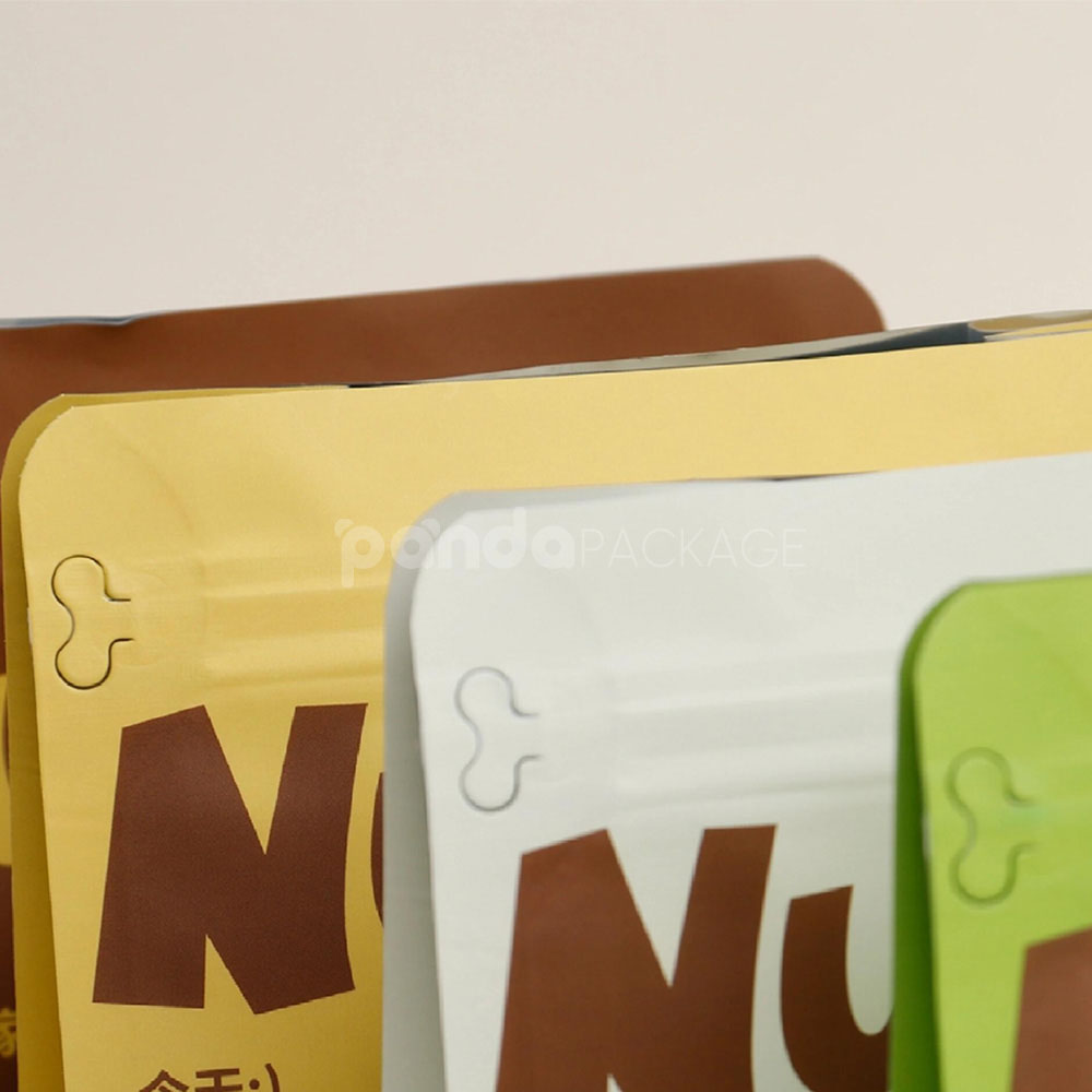 printed flat bottom pouch for nuts and snack packaging bags