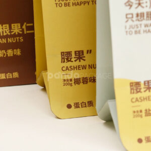 printed flat bottom pouch for nuts and snack packaging bags